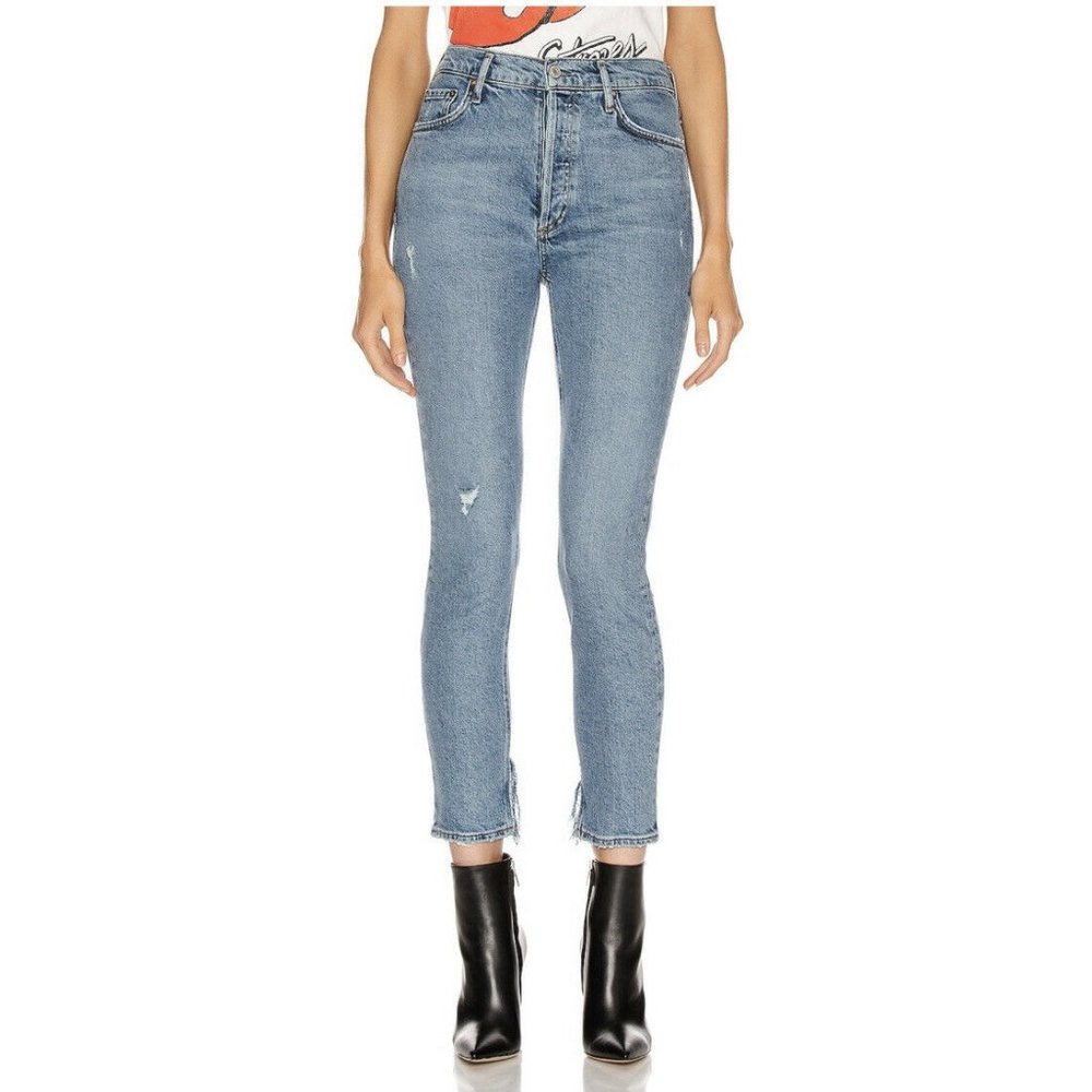 AGOLDE Nico High Rise Slim Jeans Headlines Blue 23